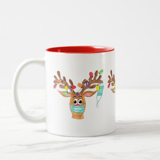 Rudolph the Face Masked Reindeer Zweifarbige Tasse (Links)