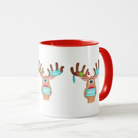 Rudolph the Face Masked Rentier Coffee Tasse (VorderseiteRechts)