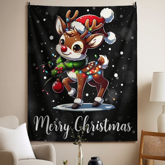 Rudolph The Red Nose Reindeer Christmas Wandteppich