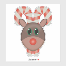 Rudolph the Red-Nosed Rentier Candy Cane Aufkleber