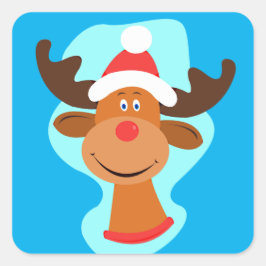 Rudolph the Red-Nosed Rentier Elche in Weihnachtsm Quadratischer Aufkleber