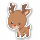 Rudolph the Red Nosed Rentier Niedlich Aufkleber (Vorderseite)
