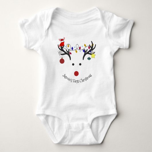"Rudolph the Rednose" anpassbar Baby Strampler (Vorderseite)
