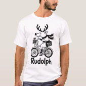 Rudolph The Reindeer Riding a Bike T-Shirt (Vorderseite)