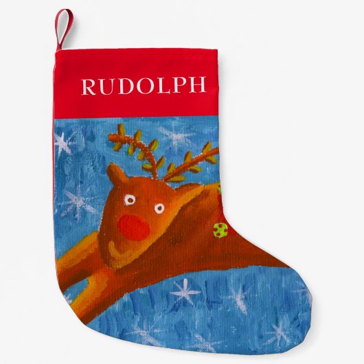 Rudolph the Rentier Personalisiert Name Kleiner Weihnachtsstrumpf (Vorderseite)