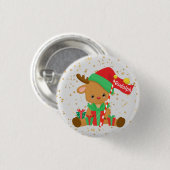 Rudolph the Rentier with Gifts and Gold Stars Button (Vorne & Hinten)