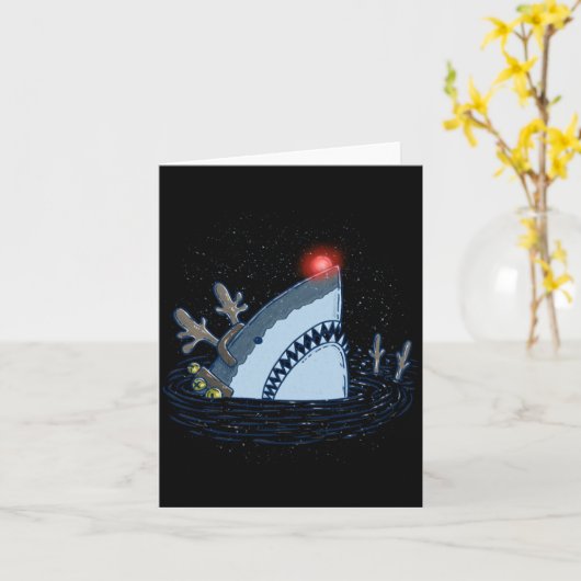 Rudolph The Shark - Funny Christmas Long Sleeve  Karte (Gelbe Blume)