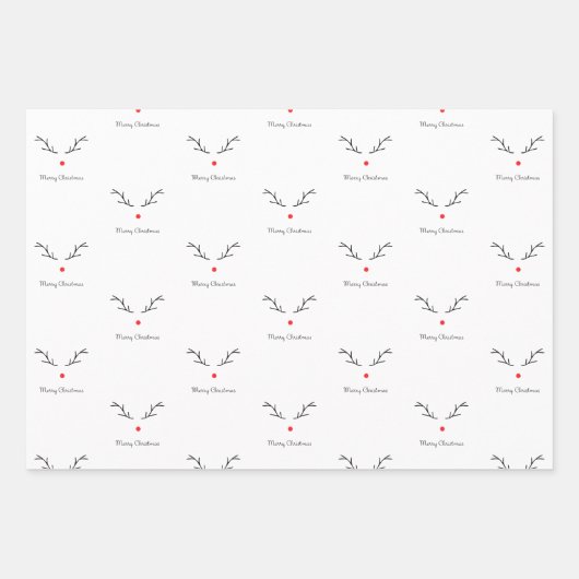 Rudolph Themed Wrapping Paper Geschenkpapier Set (Vorderseite)