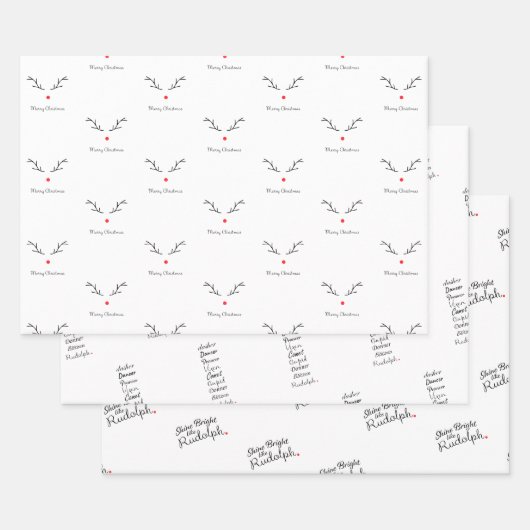 Rudolph Themed Wrapping Paper Geschenkpapier Set (Set)