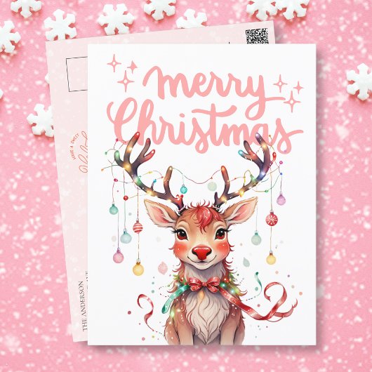 Rudolph und Christmas Lights Postkarte