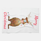 Rudolph und Weihnachtslicht Geschirrtuch (Horizontal)