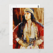 Rudolph Valentino als Scheich Art Postcard Postkarte (Vorne/Hinten)