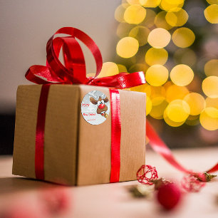 Rudolph Weihnachtsbaum Schnee  Runder Aufkleber