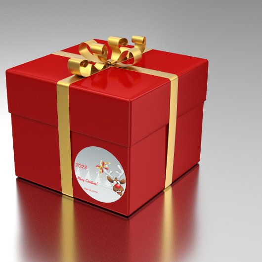 Rudolph Weihnachtsbaumschnee Klassischer Rundstick Runder Aufkleber