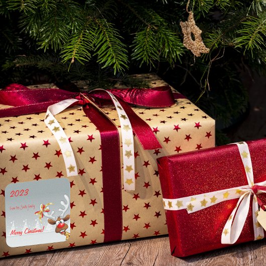 Rudolph Weihnachtsbaumschnee Quadratischer Aufkleber