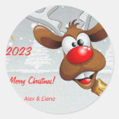 Rudolph Weihnachtsbaumschnee Runder Aufkleber (Vorderseite)