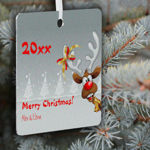 Rudolph Weihnachtsschnee Foto Metal Square Ornamen Ornament Aus Metall