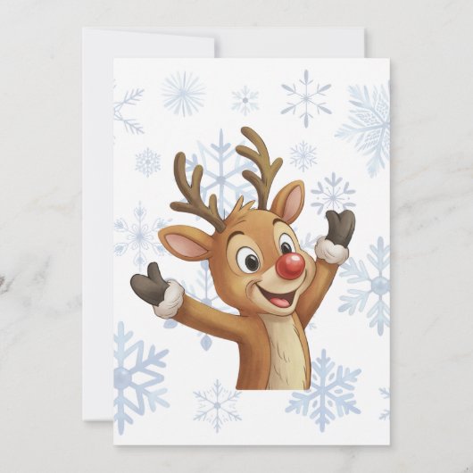 Rudolph with Blue Snowflakes Birthday Bash Einladung (Rückseite)