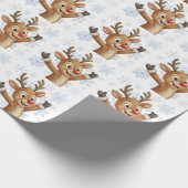 Rudolph with Blue Snowflakes Geschenkpapier (Ecke)