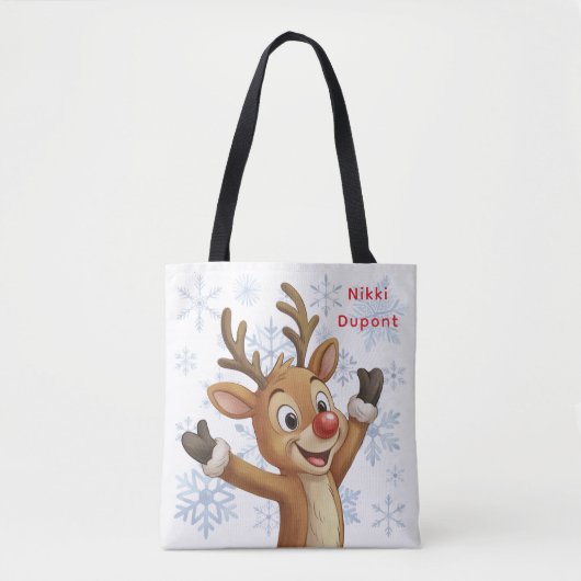 Rudolph with Blue Snowflakes Reversible Tasche (Vorderseite)