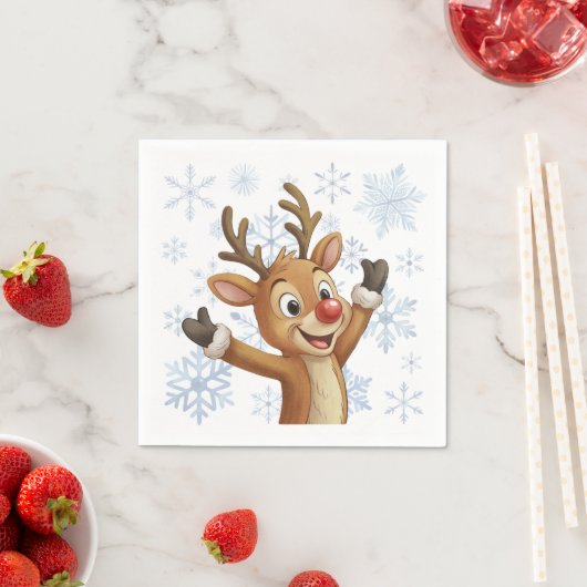 Rudolph With Blue Snowflakes Serviette (Beispiel)