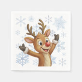 Rudolph With Blue Snowflakes Serviette (Vorderseite)