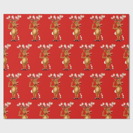 Rudolphren- und -weihnachtslichter geschenkpapier (Flach)