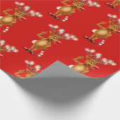 Rudolphren- und -weihnachtslichter geschenkpapier (Ecke)