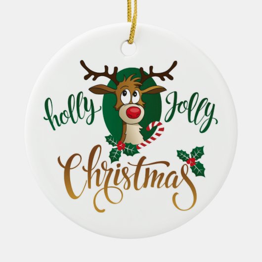 Rudolphs Holly-Jolly-Weihnachten Keramik Ornament (Vorne)