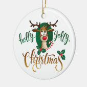 Rudolphs Holly-Jolly-Weihnachten Keramik Ornament (Links)