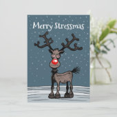 Rudolphs Merry Stressmass Feiertagskarte (Stehend Vorderseite)