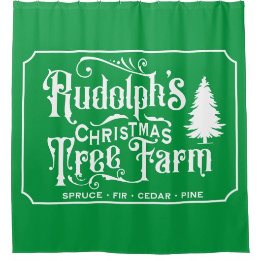 Rudolphs Weihnachtsbaumfarm Duschvorhang (Vorderseite)