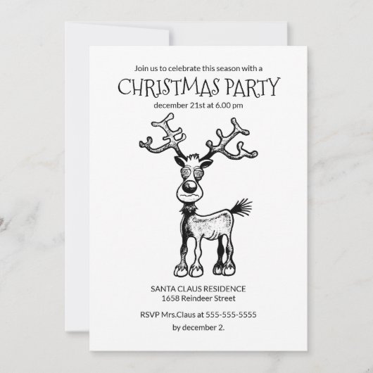 Rudolphs Weihnachtszeit-Party Einladung (Vorderseite)