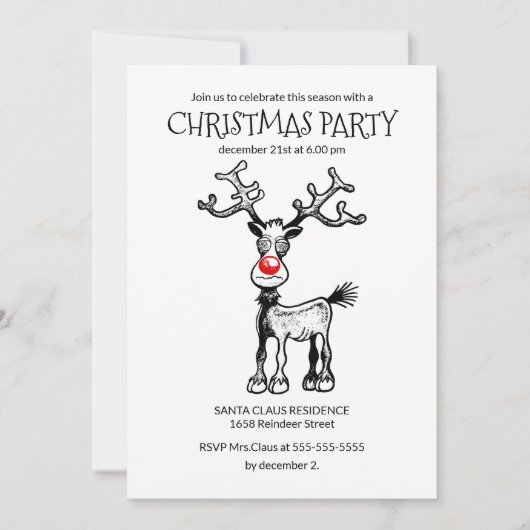 Rudolphs Weihnachtszeit-Party Einladung (Vorderseite)