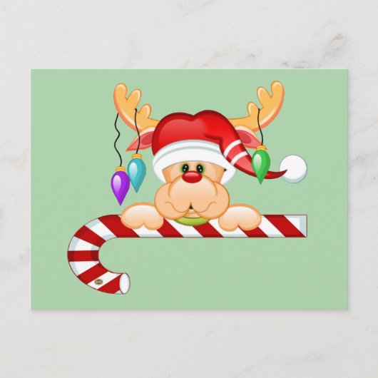 Rudy Candy Cane Postkarte (Vorderseite)