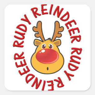 Rudy Red Nose Reindeer / Humorer Quadratischer Aufkleber