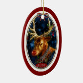 Rudy Reindeer Digital Art Red Keramik Ornament (Rechts)