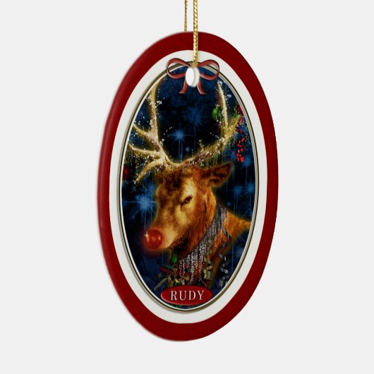 Rudy Reindeer Digital Art Red Keramik Ornament (Rechts)