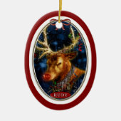 Rudy Reindeer Digital Art Red Keramik Ornament (Vorne)