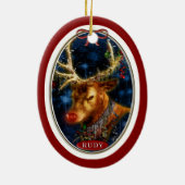 Rudy Reindeer Digital Art Red Keramik Ornament (Hinten)