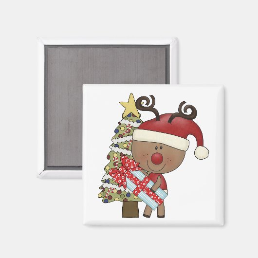 Rudy Reindeer Holiday Tree Magnet (Vorderseite/Rückseite)