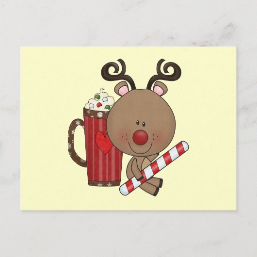 Rudy Reindeer mit Cocoa Postkarte (Vorderseite)
