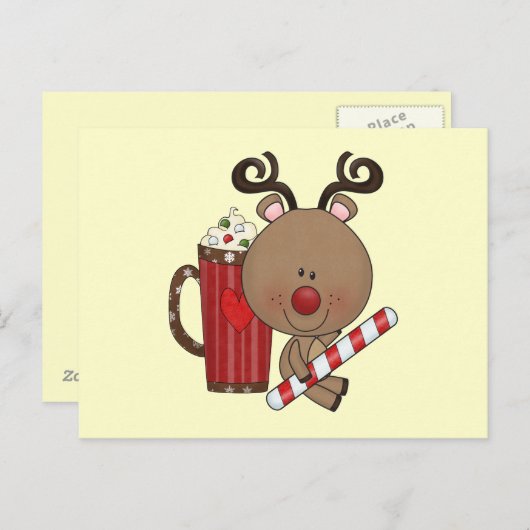 Rudy Reindeer mit Cocoa Postkarte (Vorne/Hinten)