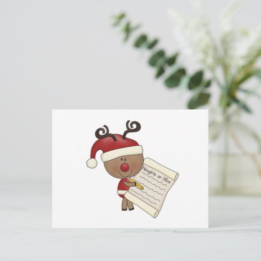 Rudy Reindeer Naughty oder Nic Postkarte (Stehend Vorderseite)