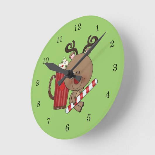 Rudy-Ren mit Kakao Runde Wanduhr (Winkel)