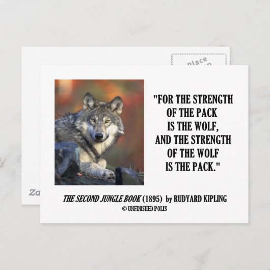 Rudyard Kipling Stärke des Pack Wolf Zitats Postkarte (Vorne/Hinten)