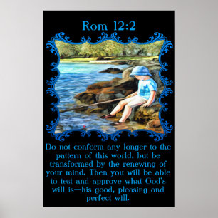 Rue 12:2 Baby Junge fischen im Fluss. Poster