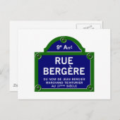 Rue Bergere, Pariser Straßenzeichen Postkarte (Vorne/Hinten)