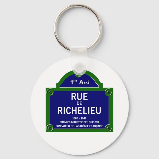 Rue de Richelieu, Paris Street Sign Schlüsselanhänger (Vorderseite)