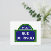Rue de Rivoli, Pariser Straße - Zeichen Postkarte (Stehend Vorderseite)